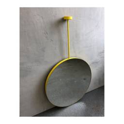 Orbis Suspended Hanging Round Mirror With Modern Yellow Frame - thumbnail 2