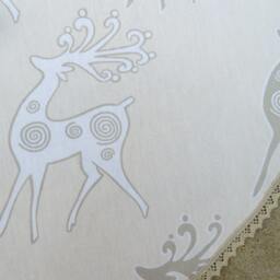 Christmas Deer Tree Skirt Reindeer Silver Decor Ornament Swedish - thumbnail 3