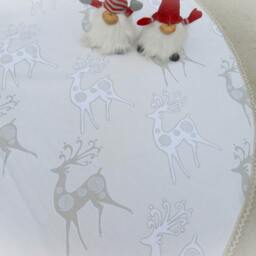 Christmas Deer Tree Skirt Reindeer Silver Decor Ornament Swedish - thumbnail 2