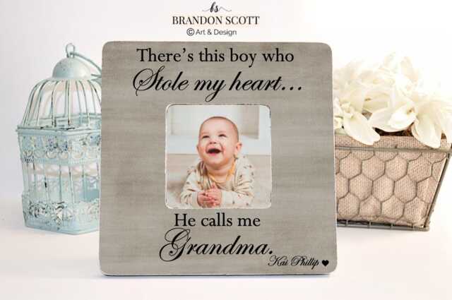Mothers Day Gift For Grandma Nana Grandmother Personalized Picture Frame, Frame, From Grandson, Theres This Boy - image 1