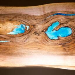 Live Edge Coffee Table With Silver Matt Legs & Glowing Resin - thumbnail 3