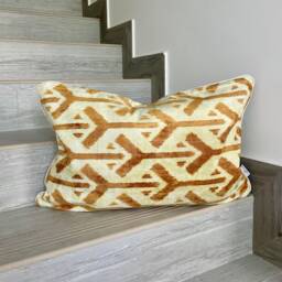 "Velvet Ikat Pillow Cover Arrows - Decorative Cushion For Sofa Or Bed - 16""x24" - thumbnail 1