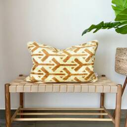 "Velvet Ikat Pillow Cover Arrows - Decorative Cushion For Sofa Or Bed - 16""x24" - thumbnail 4