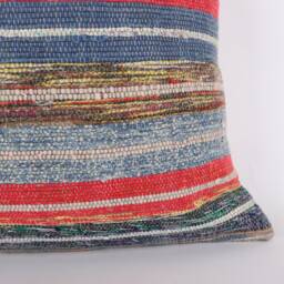 Handwoven Kilim Pillow Cover Vintage Turkish Rug, Boho Accent - 16x16 - thumbnail 2