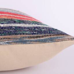 Handwoven Kilim Pillow Cover Vintage Turkish Rug, Boho Accent - 16x16 - thumbnail 4