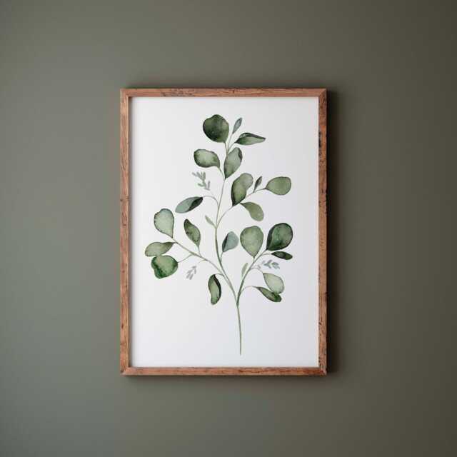 Watercolor Eucalyptus Art Print, Leaf Painting - image 1