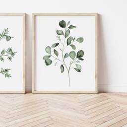 Watercolor Eucalyptus Art Print, Leaf Painting - thumbnail 3