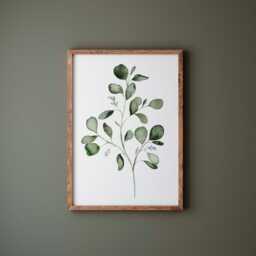 Watercolor Eucalyptus Art Print, Leaf Painting - thumbnail 1