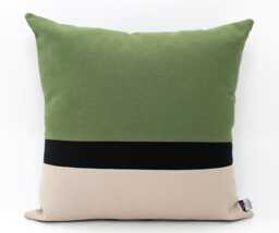 Olive Green Black Stone Color Block Pillow Cover, Heavy Duty Cotton, Oeko-Tex Certified - thumbnail 1