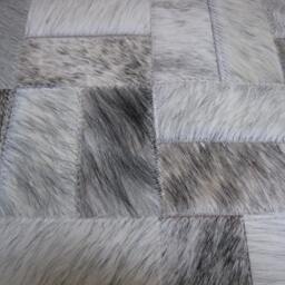 Cowhide Patchwork Rug Raw Leather Argentina - Free Shipping Patchwork- Mix Of Gray Brindles 6' X 8' Handmade - thumbnail 3