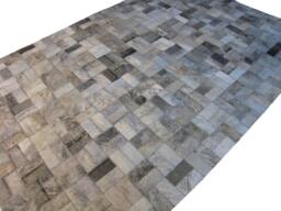 Cowhide Patchwork Rug Raw Leather Argentina - Free Shipping Patchwork- Mix Of Gray Brindles 6' X 8' Handmade