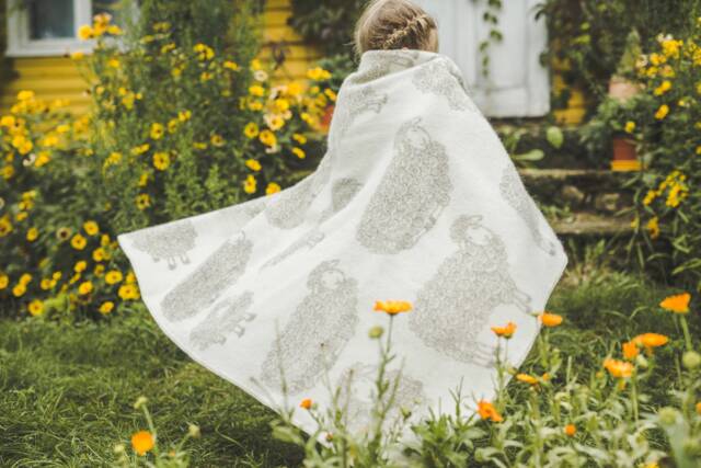 Wool Blanket Natural New Zealand 90x130 cm, Double-Sided, Reversible Blanket, Throw Plaid Warm With Sheep, Gift, Beige - image 1