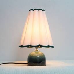 Handmade White Fabric Lamp With Dark Green Ceramic Base-11# - thumbnail 4