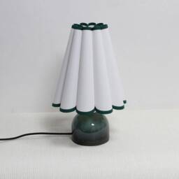 Handmade White Fabric Lamp With Dark Green Ceramic Base-11# - thumbnail 3