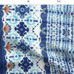 Bohomenian Shibori Curtain Panel - Indigo Tie Dye Boho Stripe Blue & White Custom By Designed_By_Debby - thumbnail 4