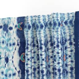 Bohomenian Shibori Curtain Panel - Indigo Tie Dye Boho Stripe Blue & White Custom By Designed_By_Debby - thumbnail 3