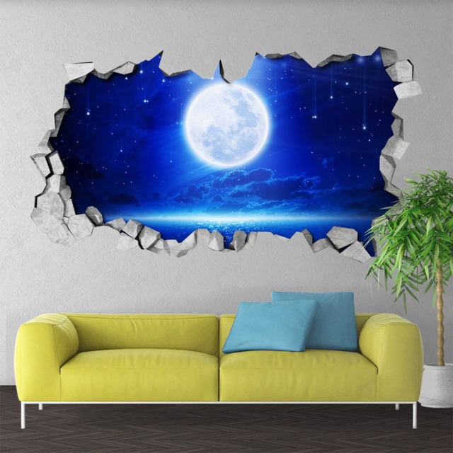 Full Moon - 3D Wall Decals Palm Leaf Sea Wall Art Sticker Decal Printed Art Skufm3Dw - image 1