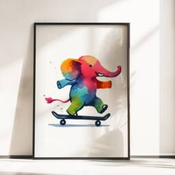 Skateboarder Animal Wall Art - Set Of 3 Posters - Skateboard Prints Kids Room Decor Gift Skateboarding Artwork Boys Bedroom Gifts - thumbnail 3