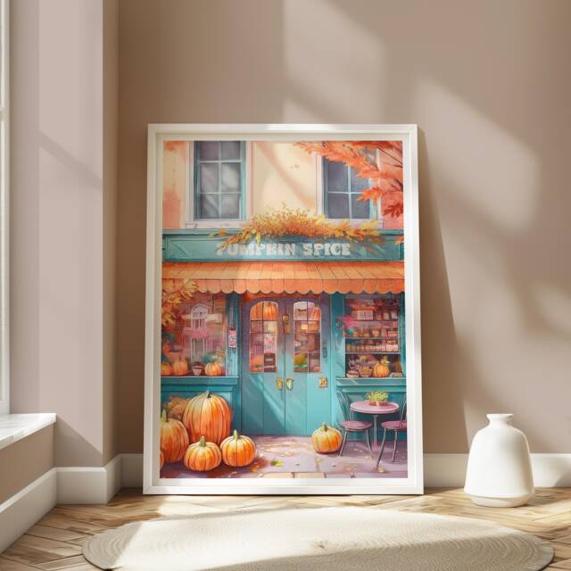 Pumpkin Spice, Coffee Print Poster, Autumn Wall Art, Gift, Kitchen Decor, Fall Decor Neutral Art 2762 - image 1