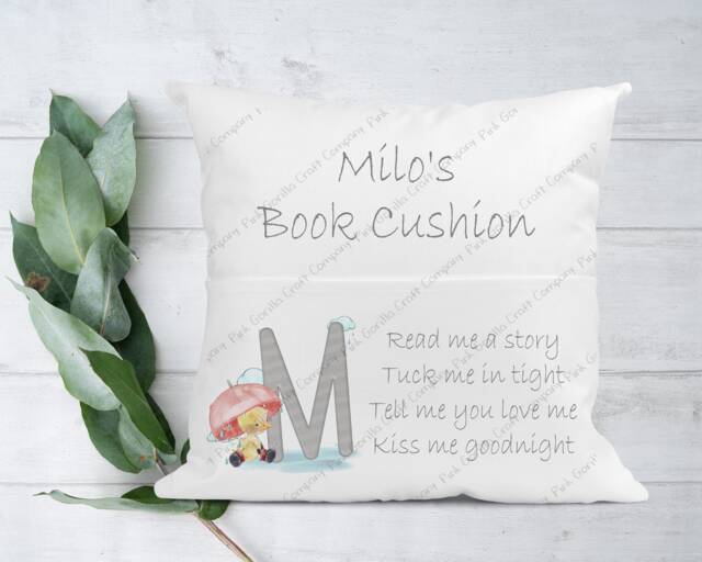 Personalised Cushion, Pocket Child Pillow, Book Holder, Pillow For Child, Sleep Aid, Animals Little Duck - image 1
