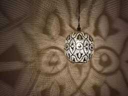 Eclectic Moroccan Pendant Light, Brass With Cutouts - Handmade Ceiling Lamp - thumbnail 1