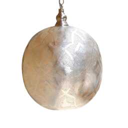 Eclectic Moroccan Pendant Light, Brass With Cutouts - Handmade Ceiling Lamp - thumbnail 3