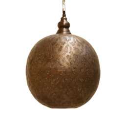 Eclectic Moroccan Pendant Light, Brass With Cutouts - Handmade Ceiling Lamp - thumbnail 2