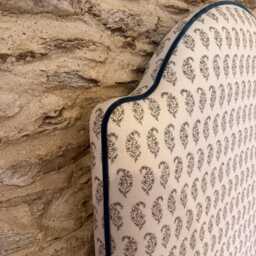 Bespoke Headboard in Customer's Fabric With Piping. A Range Of Shapes & Styles Available - thumbnail 3