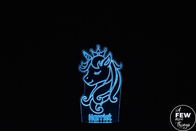 Personalised Unicorn Led Night Light Crown Design, Birthday Gift - image 1