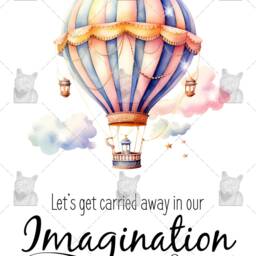Hot Air Balloon Art Print With Imagination Quote, Nursery Wall Art, Never Grow Up, Girls Room Decor, Boys Hot Ballon Lovers - thumbnail 2