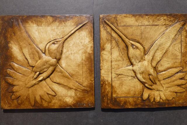 Hummingbirds in Flight Pair Wallsculptures - image 1