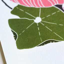 Water Lily Linocut Art Print On Cotton Paper, A5 Or & Signed By Hand - thumbnail 3