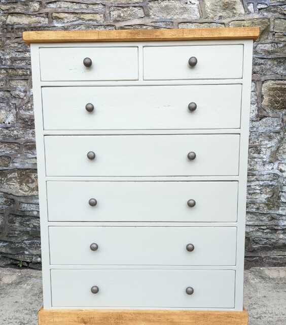 Rustic Solid Wood Chest Of Drawers, Painted Cottage Style - image 1
