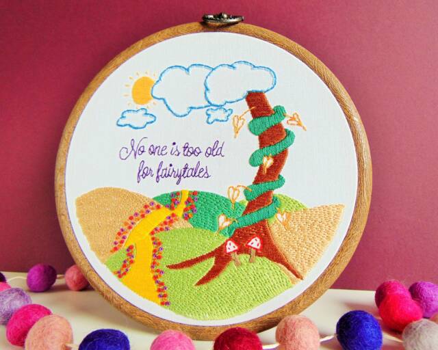 Personalised Nursery Wall Art, Woodland Decor, Childrens Birthday Gift, Unisex Baby Nursery, Hand Embroidery Hoop Art - image 1