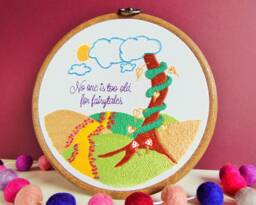 Personalised Nursery Wall Art, Woodland Decor, Childrens Birthday Gift, Unisex Baby Nursery, Hand Embroidery Hoop Art - thumbnail 1