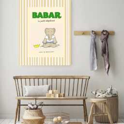 Babar The Elephant Yoga Nursery Wall Art, Retro Kids Decor Quote, Art Genre Neutral, Baby Illustration Print - thumbnail 3