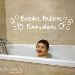 Bubbles Bathroom Wall Decal, Vinyl Lettering , Kids For Decor - thumbnail 2