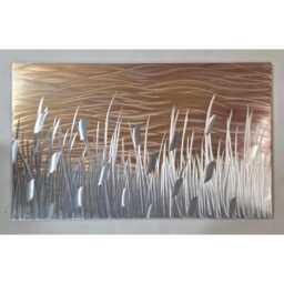 Modern, Abstract, Contemporary Metal Wall Art By R Toomer Art. Titled By The Lake. Golden Brown, Copper & Silver. Indoor/Outdoor - thumbnail 2