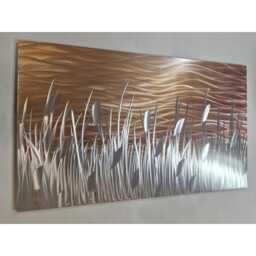 Modern, Abstract, Contemporary Metal Wall Art By R Toomer Art. Titled By The Lake. Golden Brown, Copper & Silver. Indoor/Outdoor - thumbnail 3