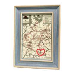 Munich Heart Map - Custom Gift German Anniversary Framed Wedding Vintage Print Of With Hand-Embroidered - thumbnail 1