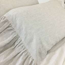 A Pair Of Linen Ticking Striped Pillow Covers Feature Mermaid Long Ruffles, Inspired By French Country Style, Cases - thumbnail 4
