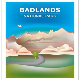 Badlands National Park Poster, Art, South Dakota Print, Skyline Art, Map, Gift - Style E8-O-Bad - thumbnail 3