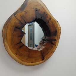 Live Edge Wall Mirror, Hallway Wood Rustic Modern Home Decor - thumbnail 3