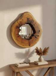 Live Edge Wall Mirror, Hallway Wood Rustic Modern Home Decor