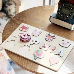 Personalised Woodland Animal Name Puzzle - Custom Wooden Learning Toy - thumbnail 2