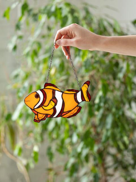 Nemo Suncatcher Stain Glass Fish Decor Orange Home House Window Wall Hangings Cling Gift - image 1