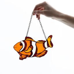 Nemo Suncatcher Stain Glass Fish Decor Orange Home House Window Wall Hangings Cling Gift - thumbnail 2
