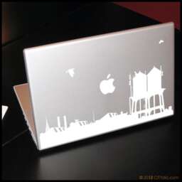 Nyc Skyline Wall Decal Chrysler Building, Water Tanks, Cat - thumbnail 1