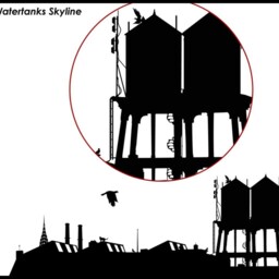 Nyc Skyline Wall Decal Chrysler Building, Water Tanks, Cat - thumbnail 2