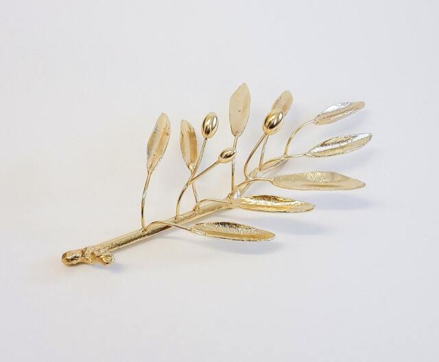 Gold Olive Branch Sculpture, Greek Mythology Decor, Bronze Athena Gift - image 1
